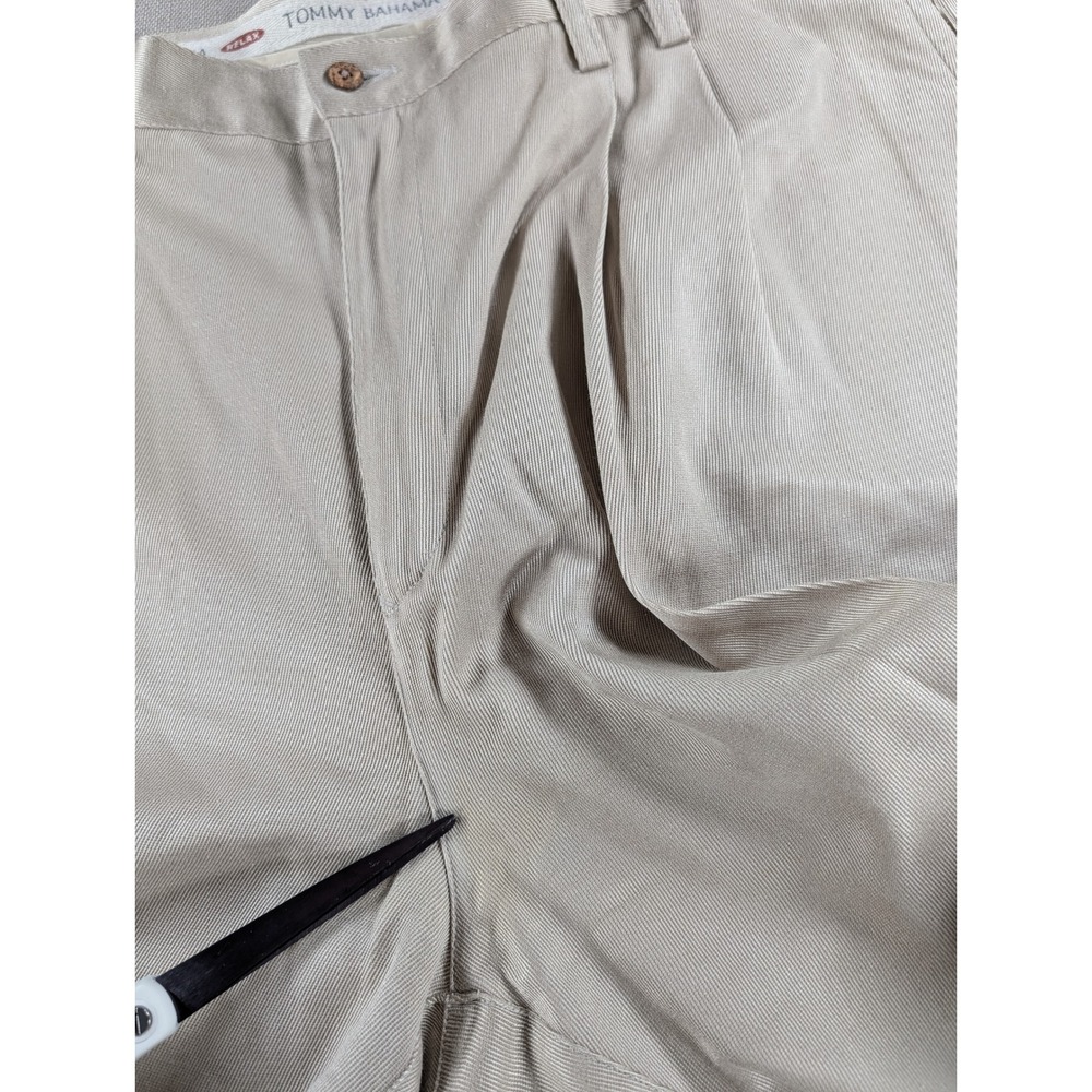 Tommy Bahama Relax Mens 40 Silk Cotton Pleated Dress Pants Beige Khaki 40x28 - Picture 6 of 9